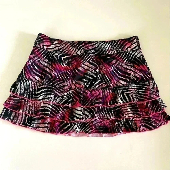 XL Set Sofibella Ruffled Tennis Golf Pickleball Skort Pink and Black - Picture 2 of 12
